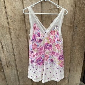 Free People Intimately Lace Tunic Floral Small Dress / Top / Night Gown / Tank